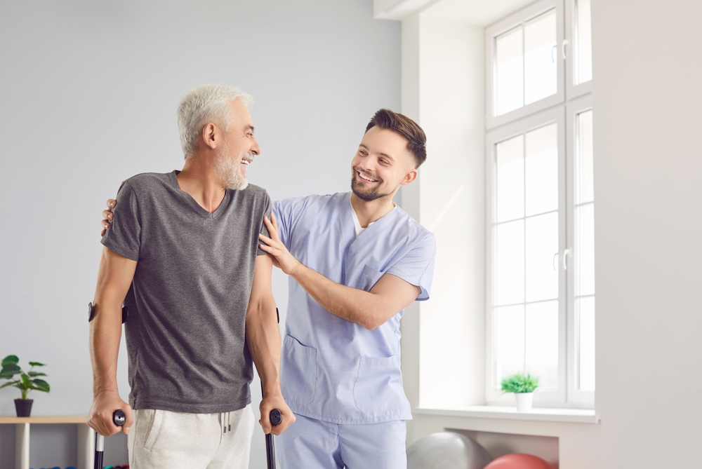 Patient recovering with physiotherapy